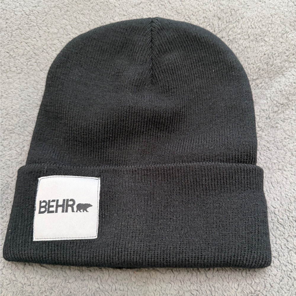 Behr Paint Logo Beanie Unisex OSFM Black Like New Knit Cuffed Winter Hat